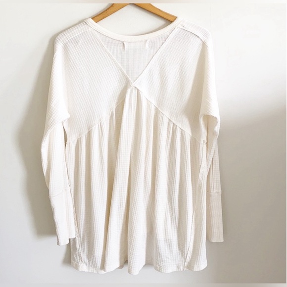 Free People white Thermal Knit Textured Flowy Tunic Top - Picture 7 of 14